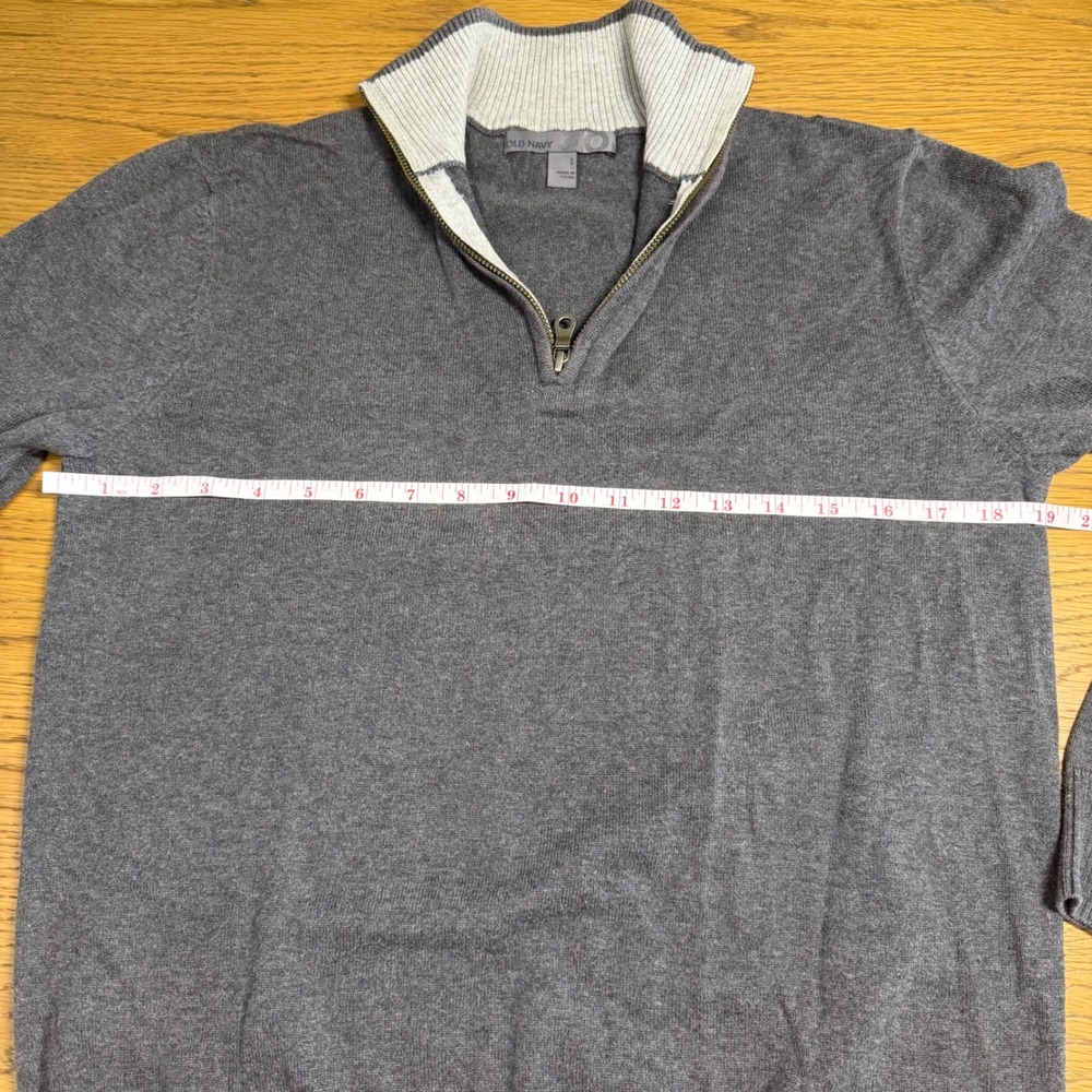 Old Navy Mens Small Gray Quarter Zip Mock Neck Pullover Sweater Heathered - Picture 5 of 6